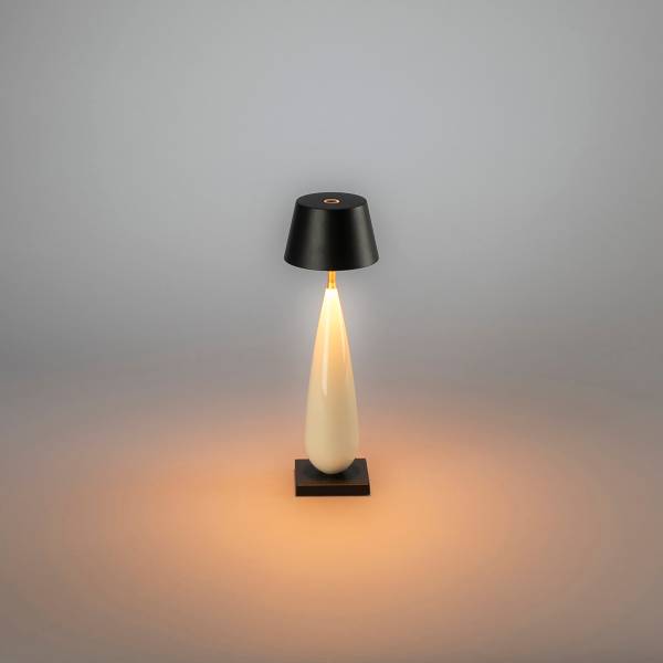 USB-LED-Tischleuchte Frejus - Aluminium - Schwarz / Beige - 1-flammig