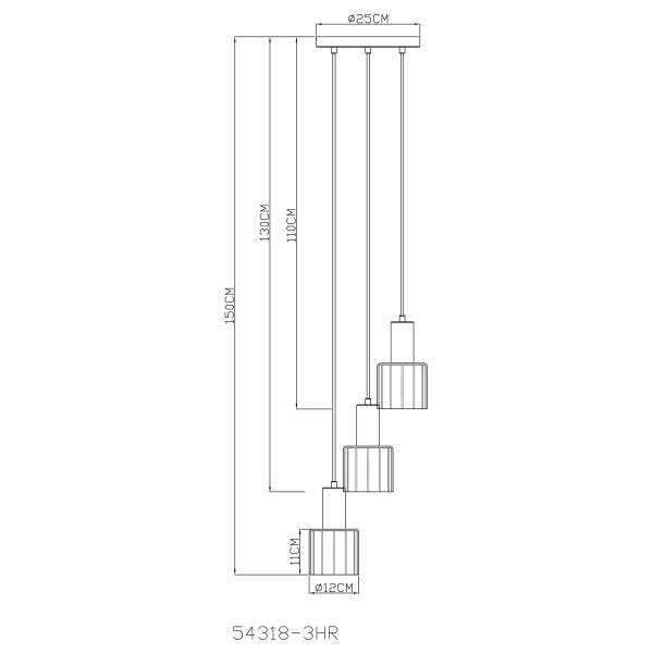 Pendelleuchte Walton rund - Rauchglas / Eisen - 3-flammig