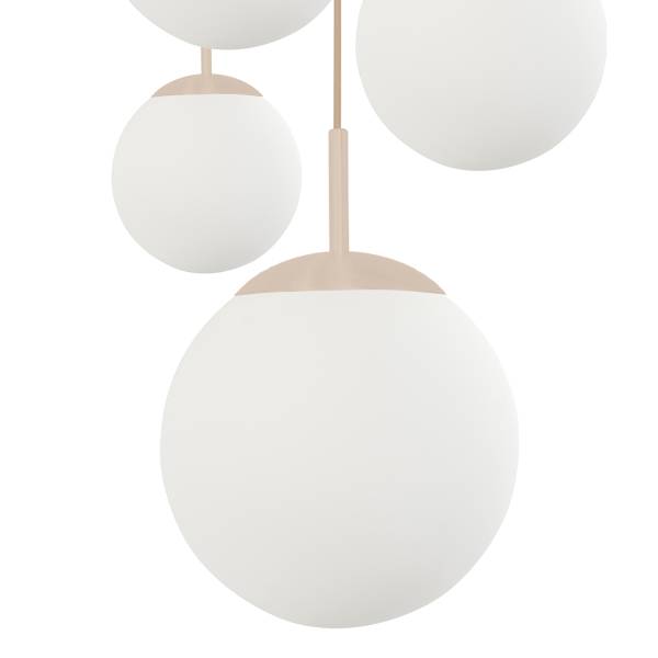 Pendelleuchte Bollique Typ D - Aluminium / Milchglas - 5-flammig - Beige / Gelb