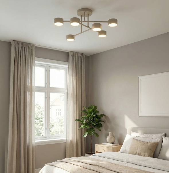 Pendelleuchte Halo - Stahl - 6-flammig - Beige