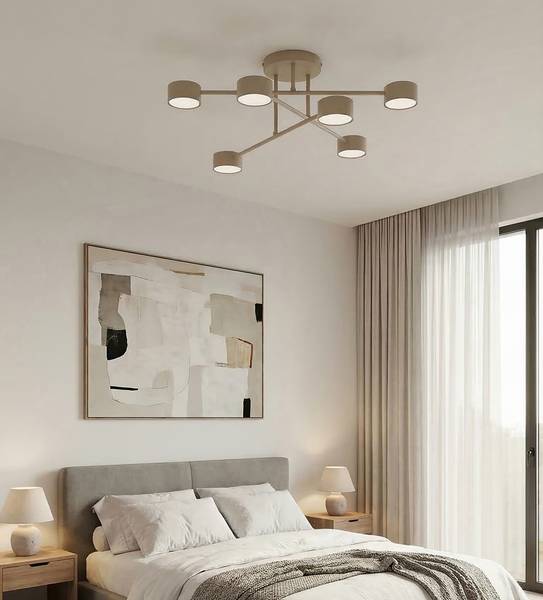 Pendelleuchte Halo - Stahl - 6-flammig - Beige