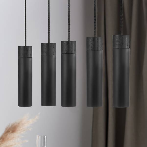 Pendelleuchte Tilo Typ C - Gummibaum teilmassiv / Aluminium - 1-flammig