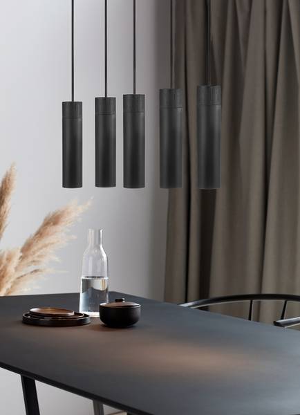 Pendelleuchte Tilo Typ C - Gummibaum teilmassiv / Aluminium - 1-flammig