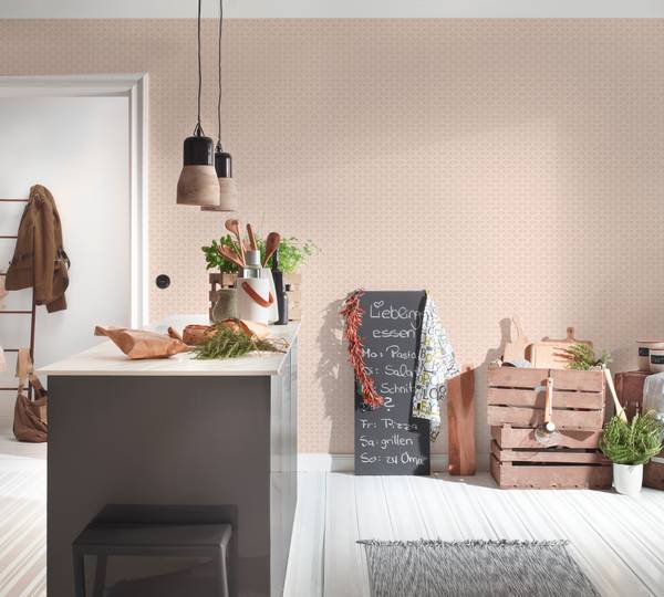 Vliestapete Art Deco I - Vlies - Beige - Hellrosa