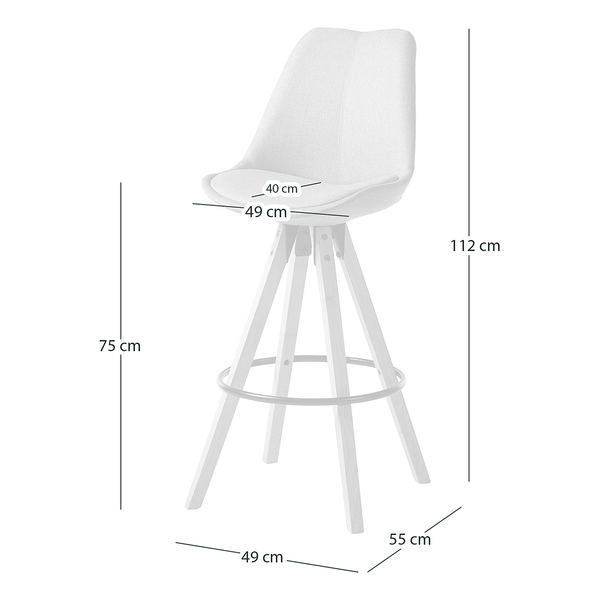 Barstuhl ALEDAS - Webstoff Cors: Granit - 2er Set