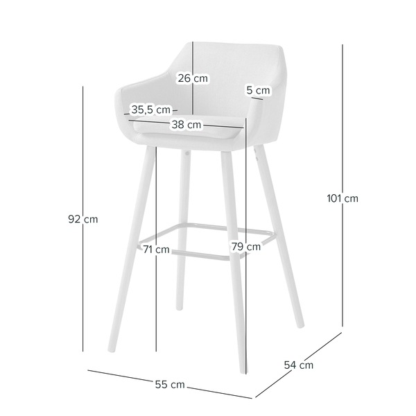 Barstuhl NICHOLAS - Webstoff Cors: Granit - 2er Set