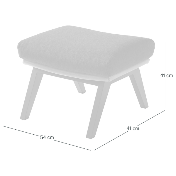 Hocker HEPBURN mit Holzfüßen - Webstoff Saia: Hellgrau - Eiche Dunkel