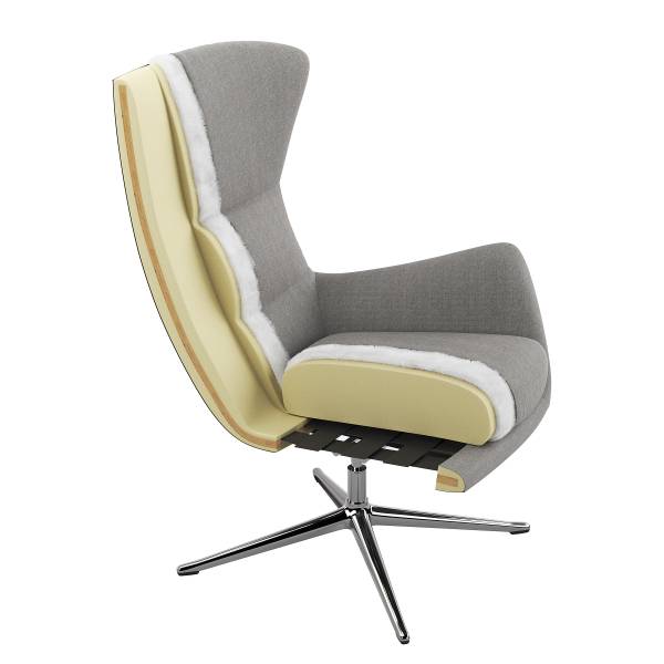 Hocker HEPBURN mit Kreuzfuß - Samt Shyla: Rauchgrün - Chrom glänzend