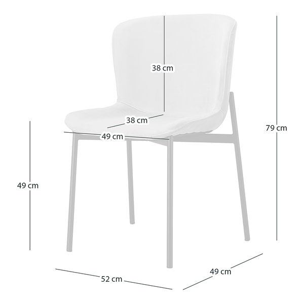 Polsterstuhl MOUZON 2er-Set - Samt Walli: Creme - Gold