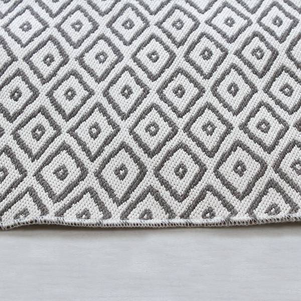 In-/Outdoorteppich Loki - Kunstfaser - Elfenbein / Grau - 80 x 150 cm