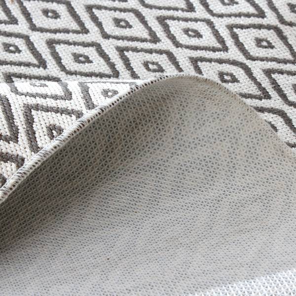 In-/Outdoorteppich Loki - Kunstfaser - Elfenbein / Grau - 80 x 150 cm