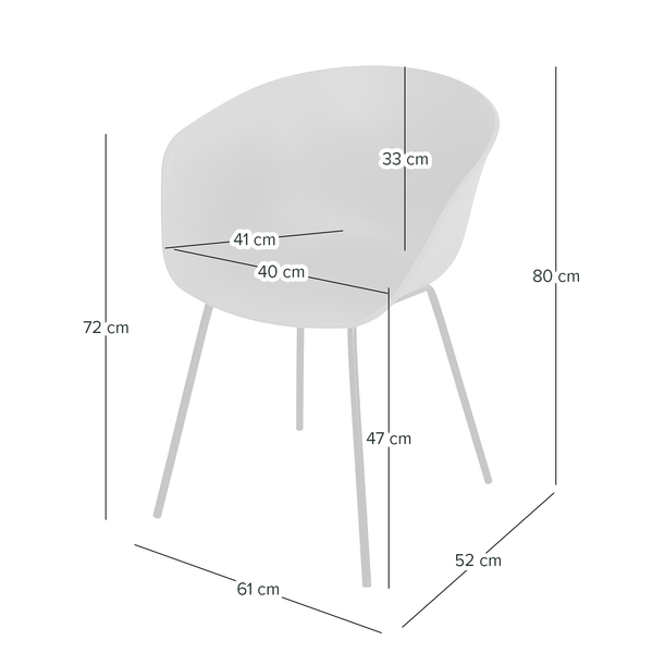 Gartenstuhl VEDENE 2er-Set - Polyethylen / Stahl - Grau