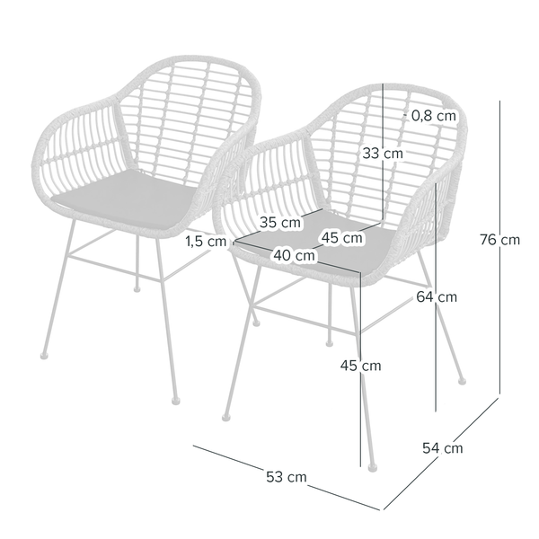 Gartenstuhl KALO 2er-Set - Polyrattan / Stahl - Schwarz
