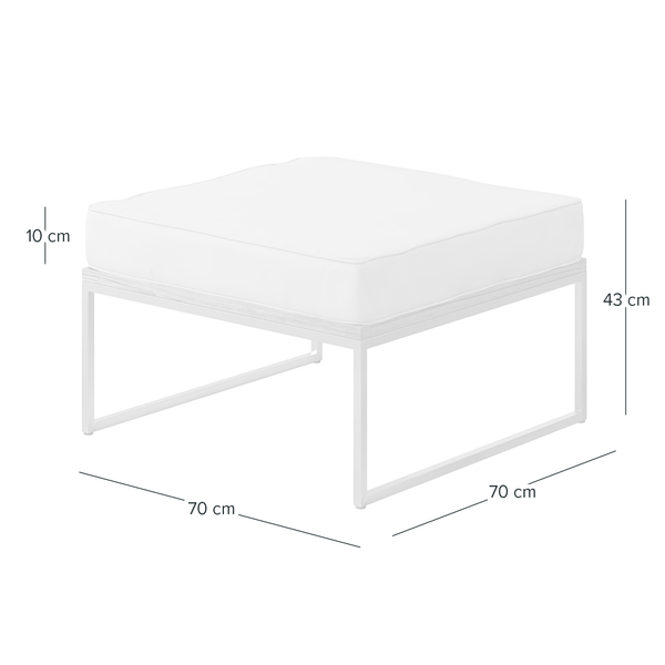 Loungehocker TEAKLINE - Webstoff / Teak massiv - Hellgrau