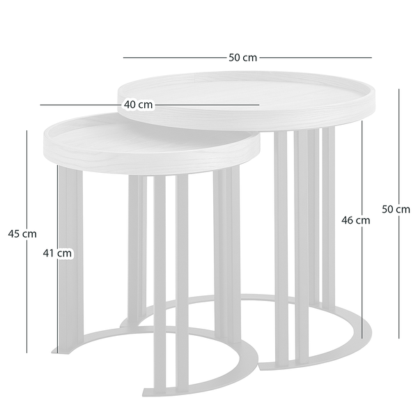 Beistelltischset MIGBA 2-teilig Typ A - Echtholzfurnier / Metall - Eiche