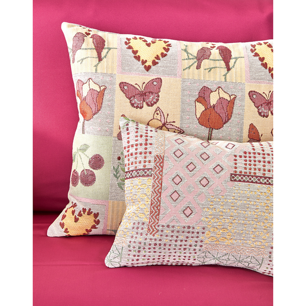 Dekokissen Happy Easter Pattern - Webstoff - Gelb / Rot