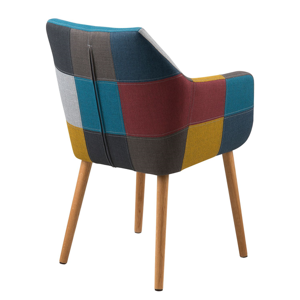 Armlehnenstuhl NICHOLAS - Multicolor - Webstoff - Eiche - 58 x 84 x 58 cm