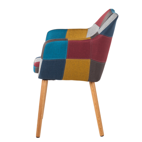 Armlehnenstuhl NICHOLAS - Multicolor - Webstoff - Eiche - 58 x 84 x 58 cm
