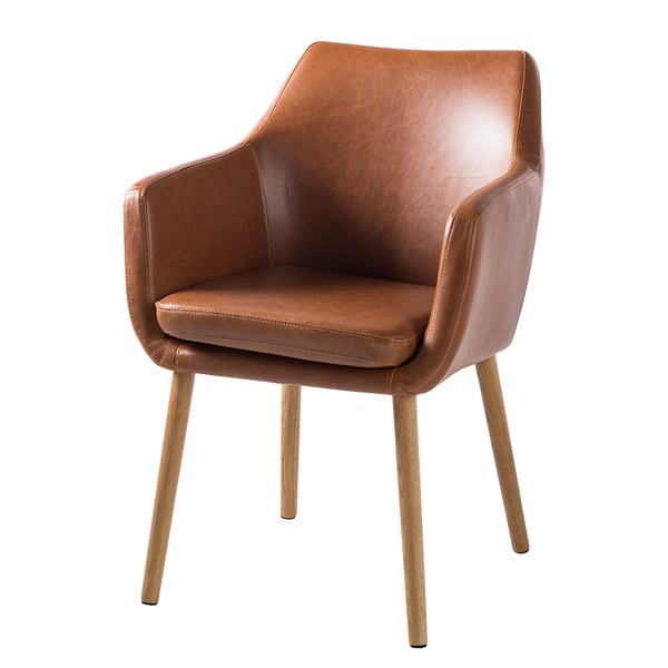 Armlehnenstuhl NICHOLAS XXL - Kunstleder Aken: Vintage Cognac - Einzelstuhl