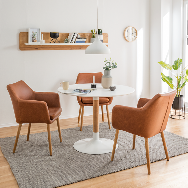 Armlehnenstuhl NICHOLAS XXL - Kunstleder Aken: Vintage Cognac - Einzelstuhl