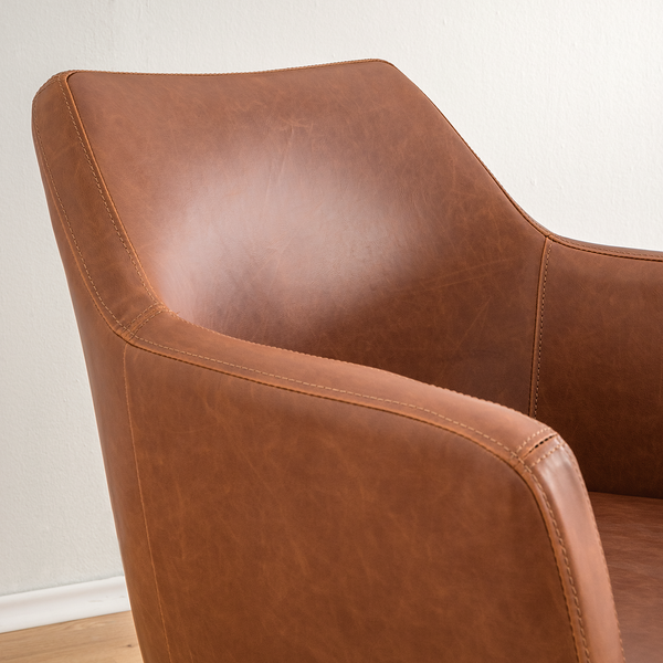 Armlehnenstuhl NICHOLAS XXL - Kunstleder Aken: Vintage Cognac - Einzelstuhl