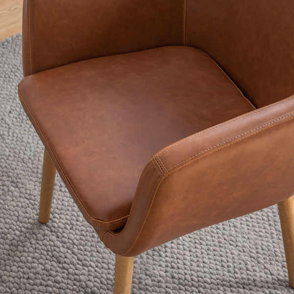 Armlehnenstuhl NICHOLAS XXL - Kunstleder Aken: Vintage Cognac - Einzelstuhl