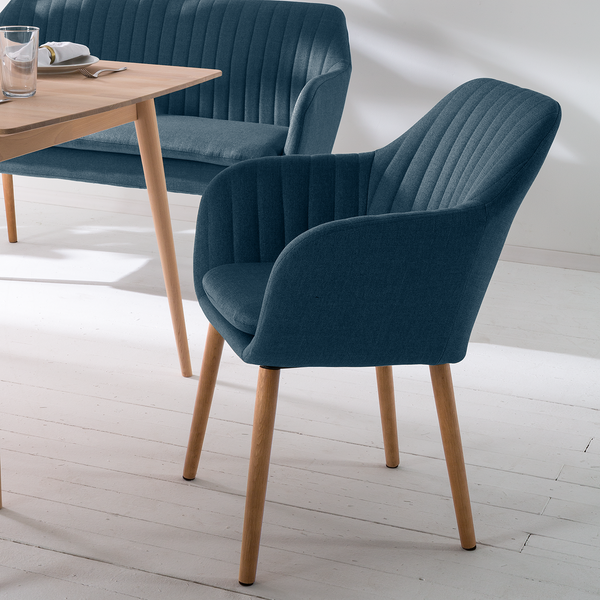 Armlehnenstuhl TILANDA Typ A - Webstoff Cors: Jeansblau - 1er Set