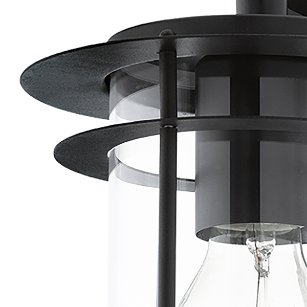 Außenwandleuchte Valdeo - Glas / Stahl - 1-flammig - Schwarz