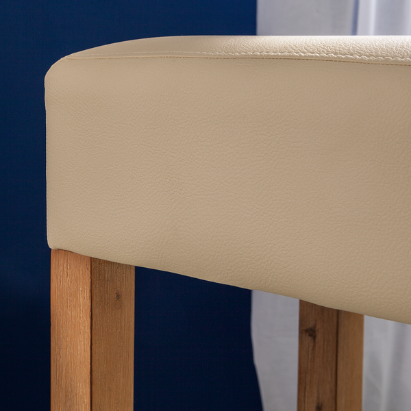 Barhocker Delia - Akazie massiv - Kunstleder Creme/Akazie massiv