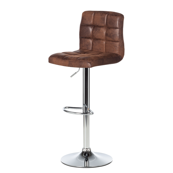 Barhocker Fitzgerald - Kunstleder - Antikbraun / Chrom - Einzelhocker