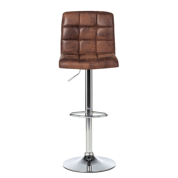 Barhocker Fitzgerald - Kunstleder - Antikbraun / Chrom - Einzelhocker