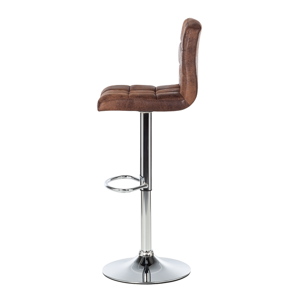 Barhocker Fitzgerald - Kunstleder - Antikbraun / Chrom - Einzelhocker