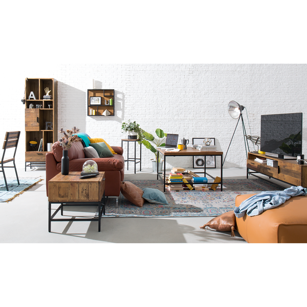 Barhocker GRASBY - Pinie massiv / Metall - Pinie Dunkel / Schwarz