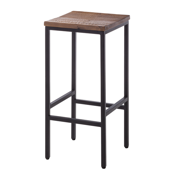 Barhocker GRASBY - Pinie massiv / Metall - Pinie Dunkel / Schwarz