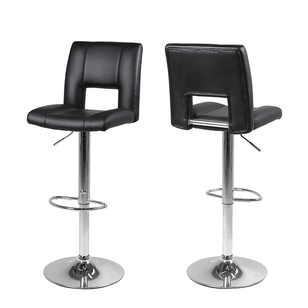 Barstuhl Selina I (2er-Set) - Kunstleder / Chrom - Schwarz