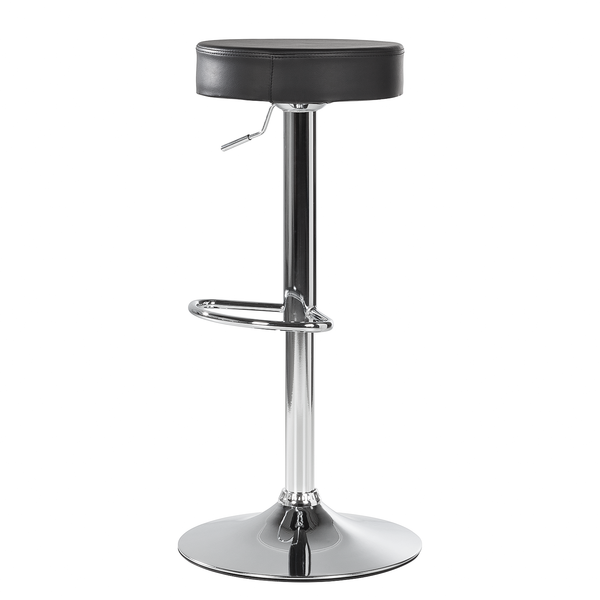Barhocker Vincent - Kunstleder - Schwarz / Chrom