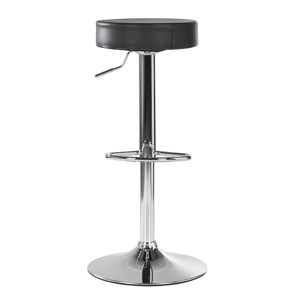 Barhocker Vincent - Kunstleder - Schwarz / Chrom