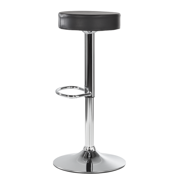 Barhocker Vincent - Kunstleder - Schwarz / Chrom
