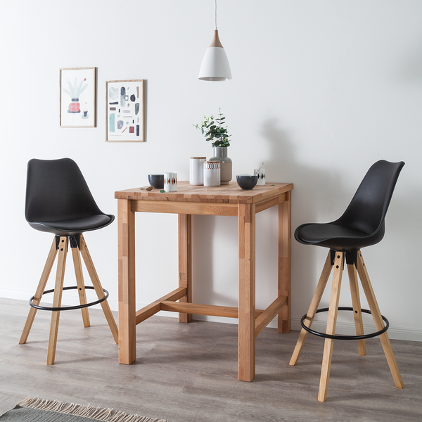 Barstuhl ALEDAS Kunststoffschale - Schwarz - 2er Set