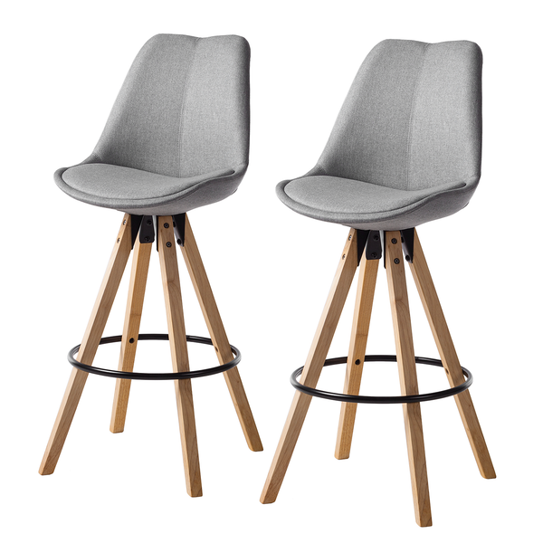 Barstuhl ALEDAS - Webstoff Cors: Granit - 2er Set