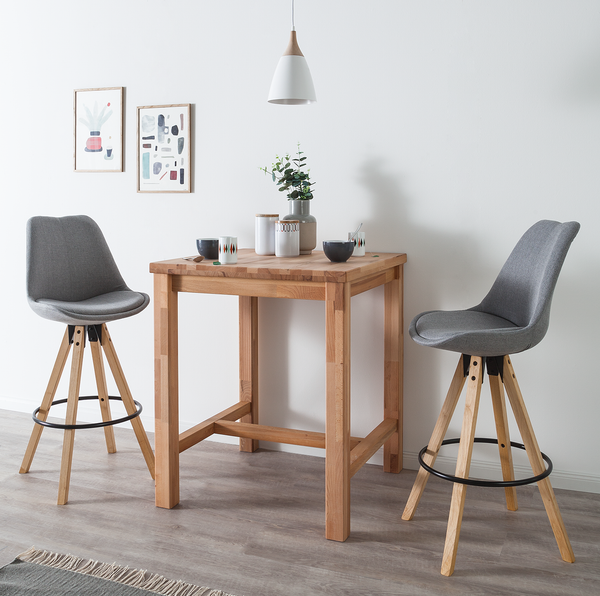 Barstuhl ALEDAS - Webstoff Cors: Granit - 2er Set