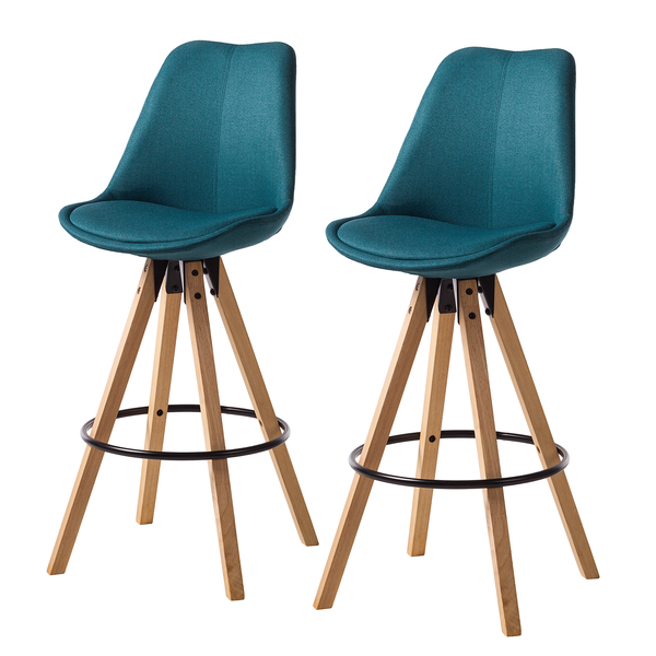 Barstuhl ALEDAS - Webstoff Cors: Petrol - 2er Set