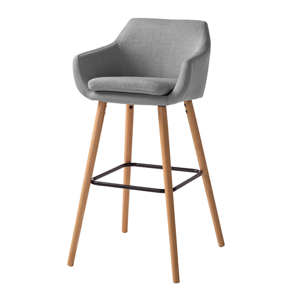 Barstuhl NICHOLAS - Webstoff Cors: Granit - 2er Set