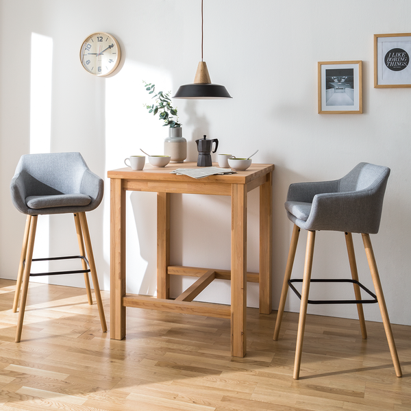 Barstuhl NICHOLAS - Webstoff Cors: Granit - 2er Set