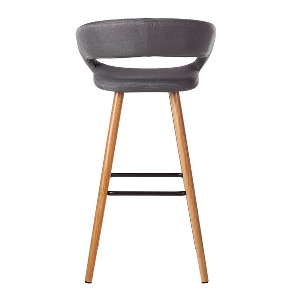 Barstuhl Volda (2er-Set) - Webstoff / Eiche massiv - Dunkelgrau