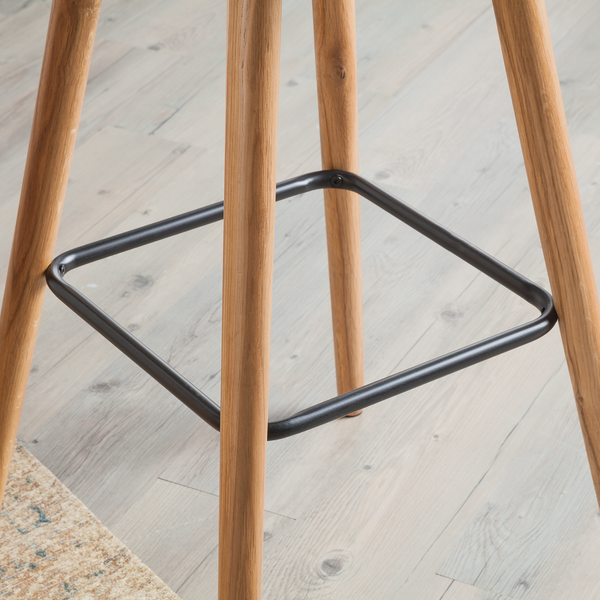 Barstuhl Volda (2er-Set) - Webstoff / Eiche massiv - Dunkelgrau