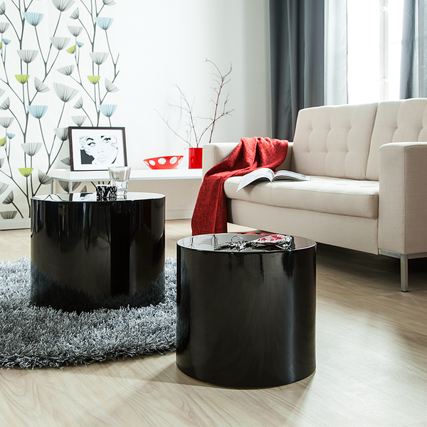 Beistelltisch Circle (2er-Set) - Hochglanz Schwarz