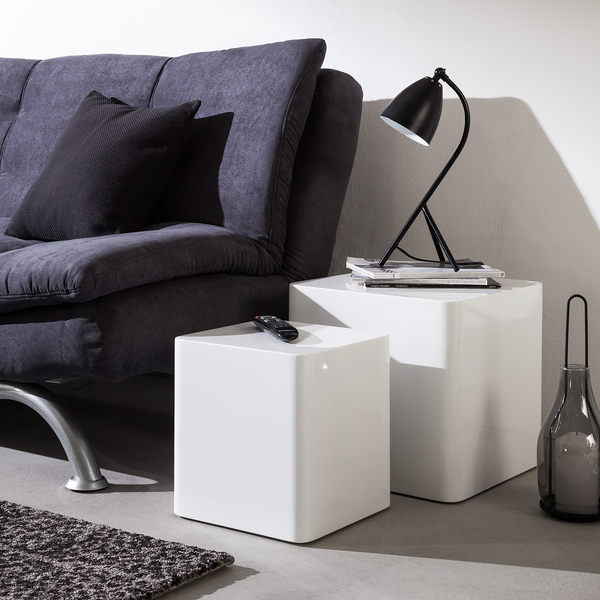 Beistelltisch Square (2er-Set) - Hochglanz Weiß