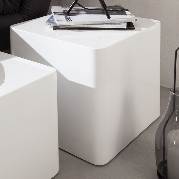 Beistelltisch Square (2er-Set) - Hochglanz Weiß