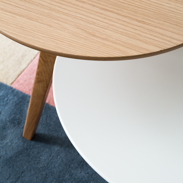 Beistelltisch Wolka - Eiche teilmassiv - Eiche / Weiß